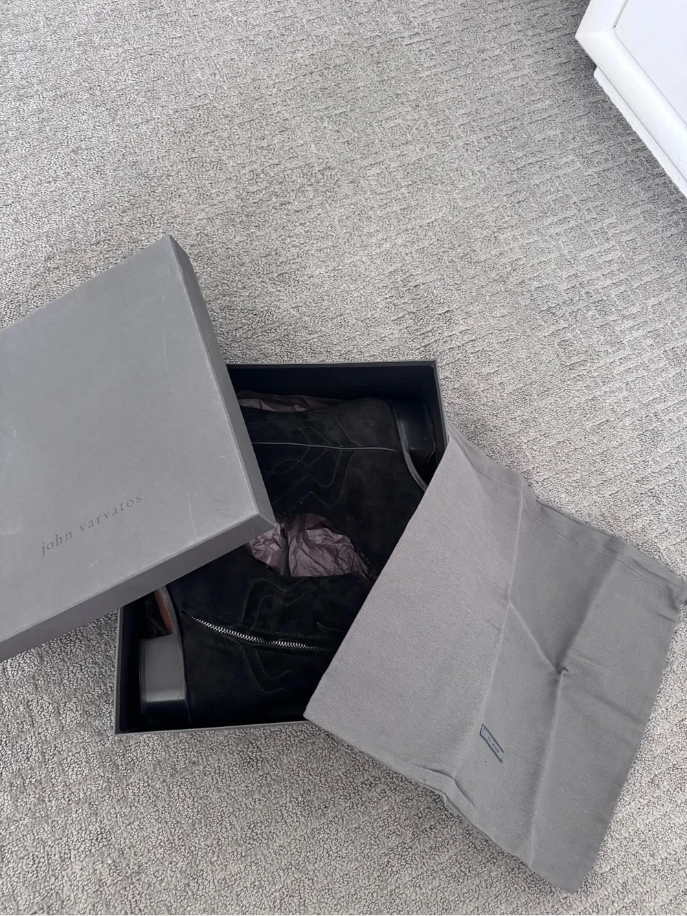 John Varvatos Black Suede Rancher Boots Men’s Size 11 Made in Italy – New in Box